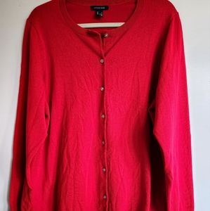 Lands' End 1X Red Cardigan Sweater Button up EUC